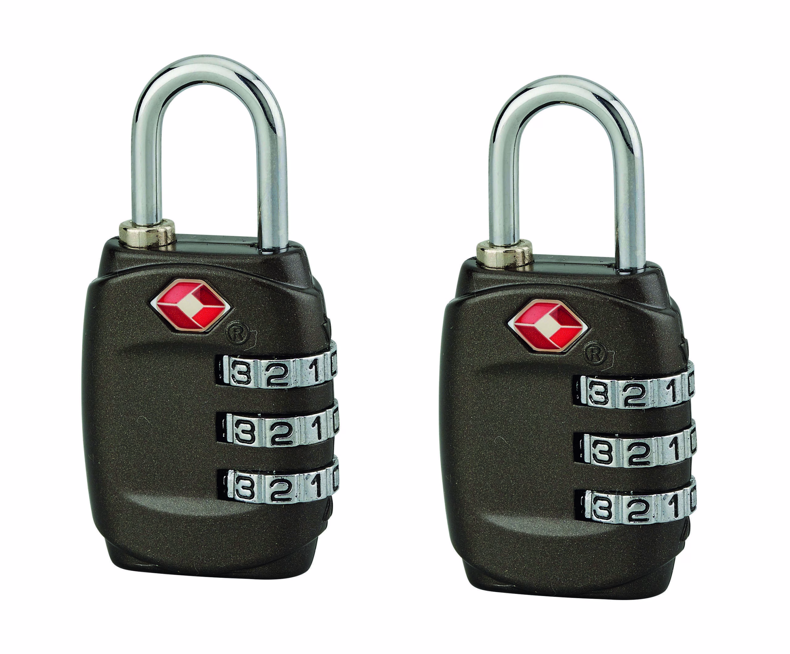 Lot de 2 cadenas à combinaison TSA, 3 chiffres, voyage, anse acier, 30mm - THIRARD