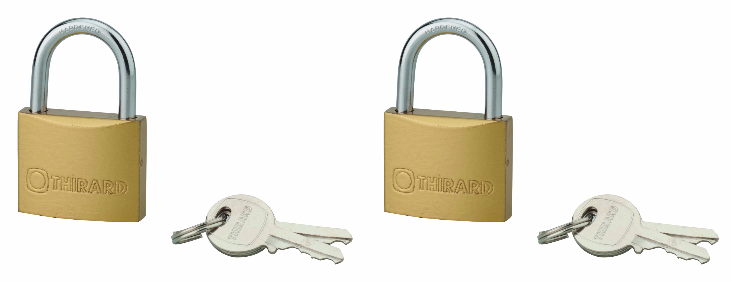 Lot de 2 cadenas TYPE 1, intérieur, 35mm, anse acier cémenté, 4 clés, s'entrouvrant - THIRARD