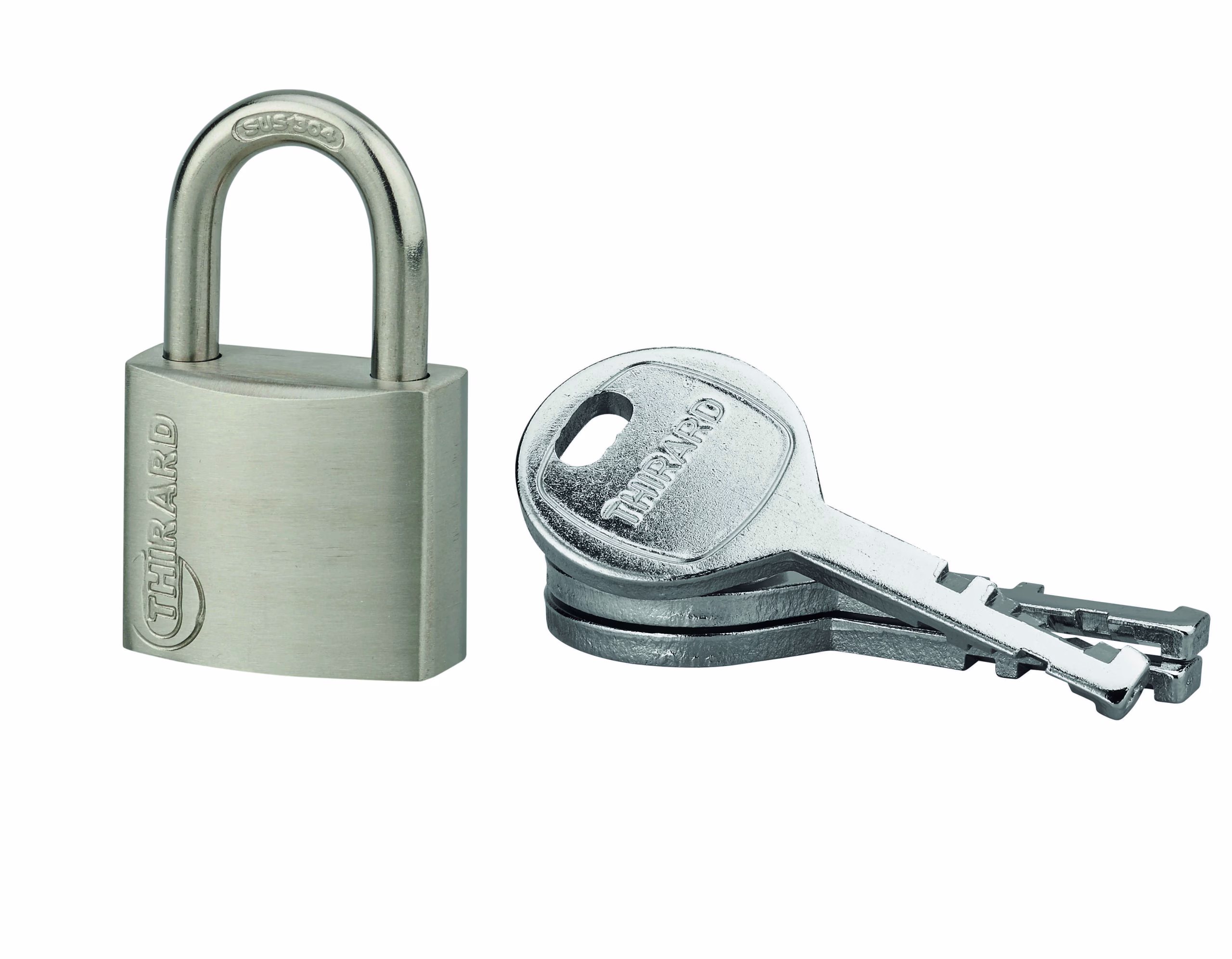 Cadenas à clé Cinox, inox, extérieur, anse inox, 30mm, 3 clés - THIRARD