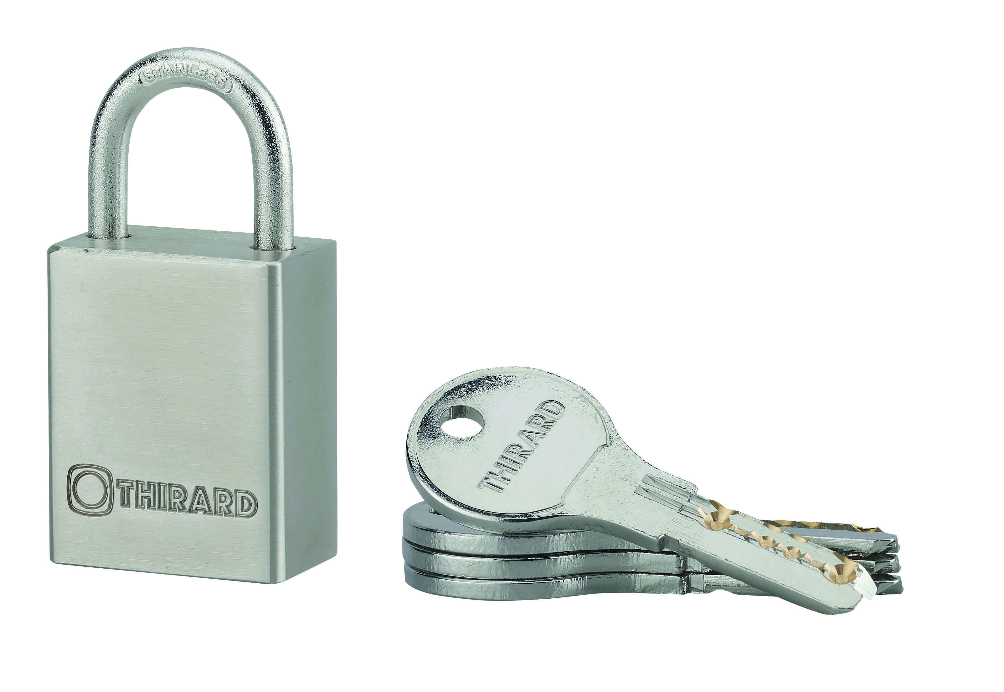 Cadenas à clé Rinox, inox, extérieur, anse inox, 30mm, 4 clés - THIRARD