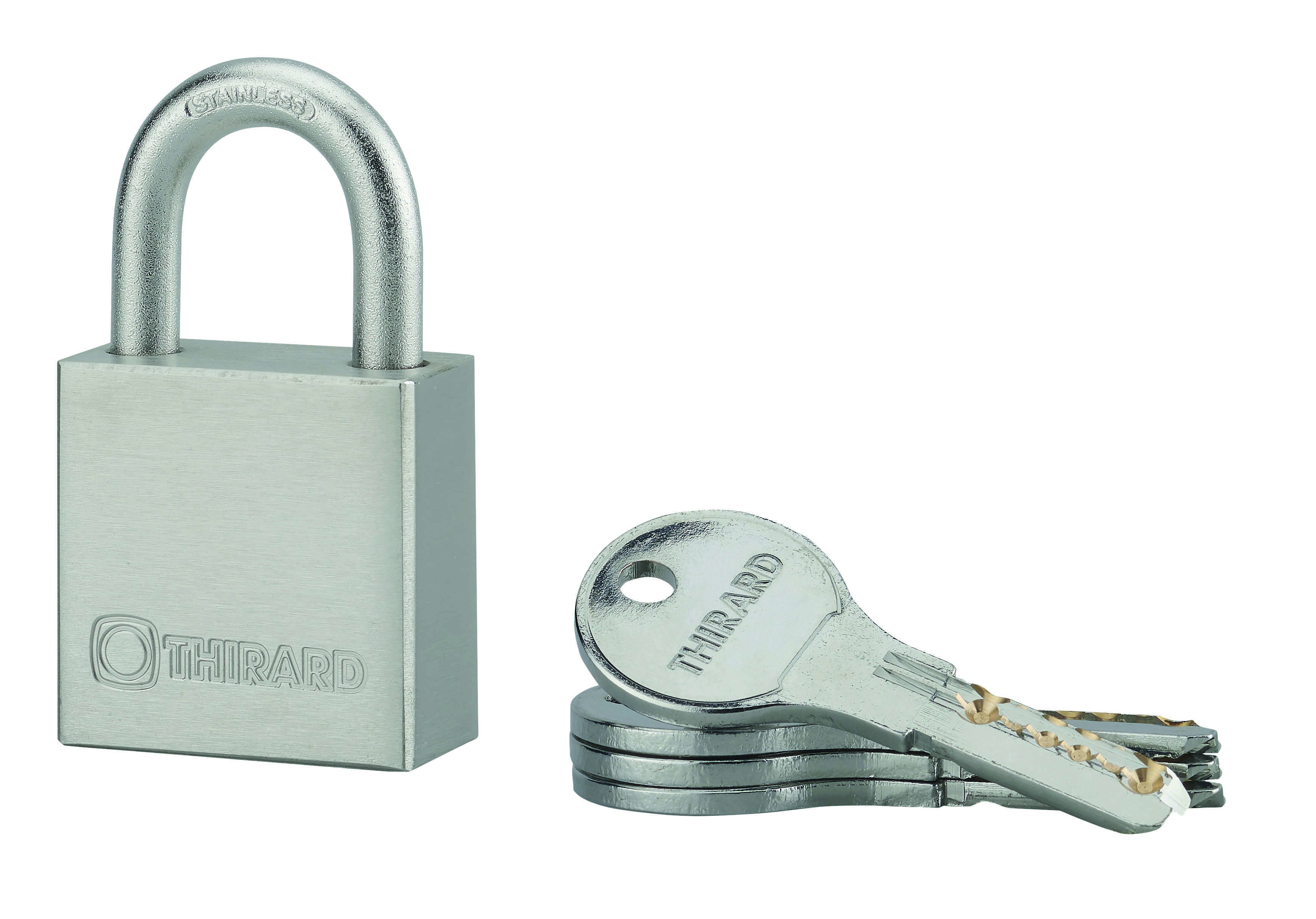 Cadenas à clé Rinox, inox, extérieur, anse inox, 40mm, 4 clés - THIRARD