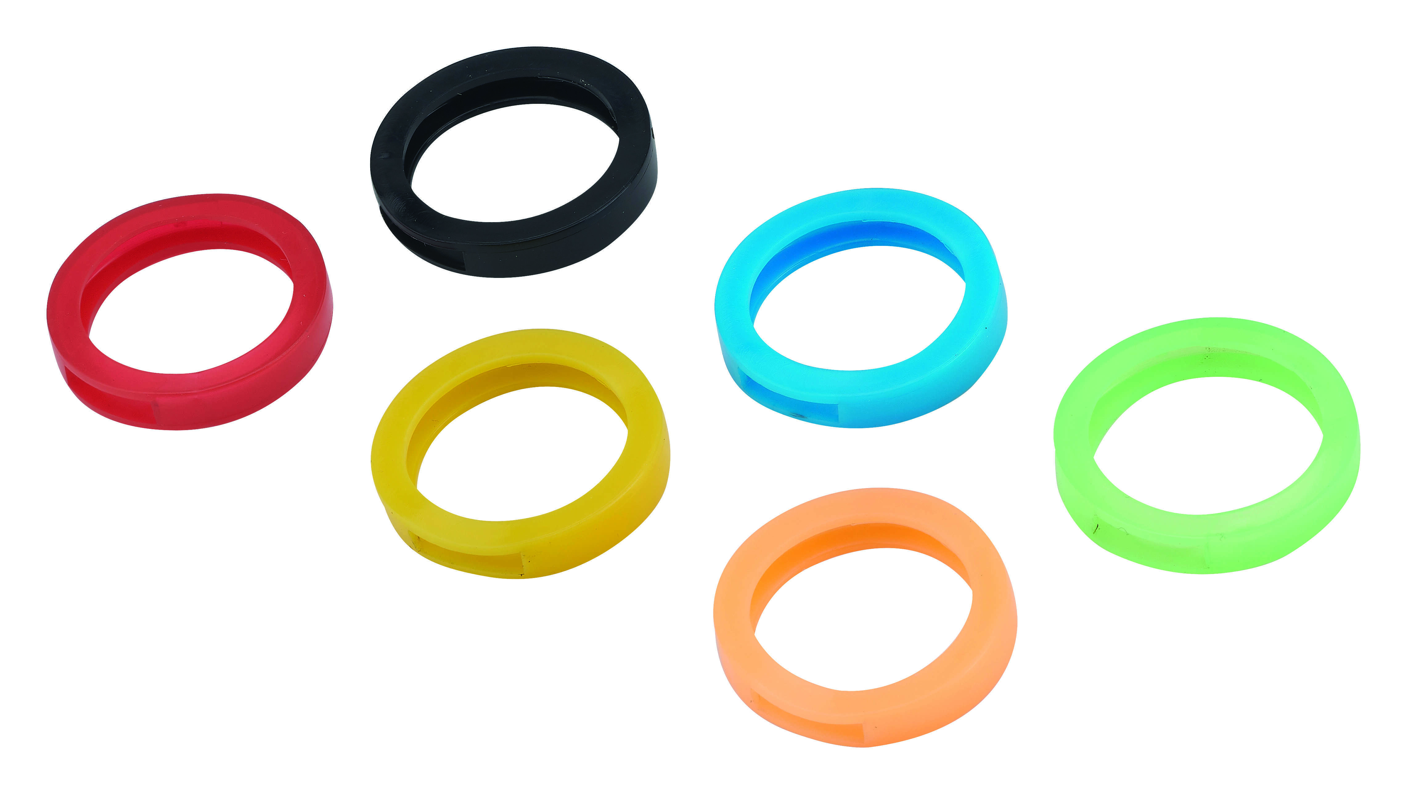 6 anneaux de clé, noir, bleu, vert, rouge, jaune, orange - THIRARD