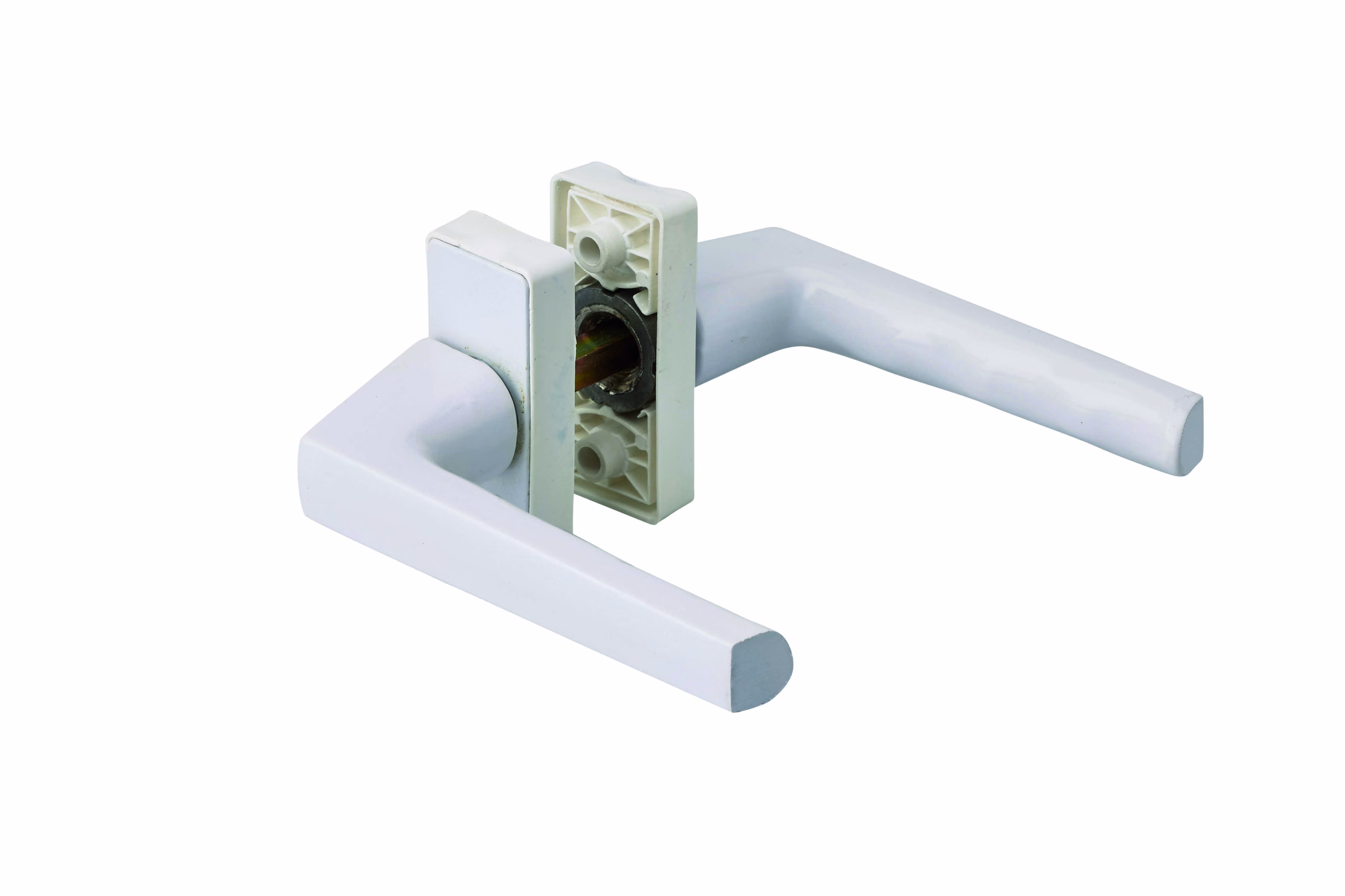 Paire de béquilles pour porte, carré 7mm avec fourreau 7 à 8mm fourni, laqué blanc - THIRARD