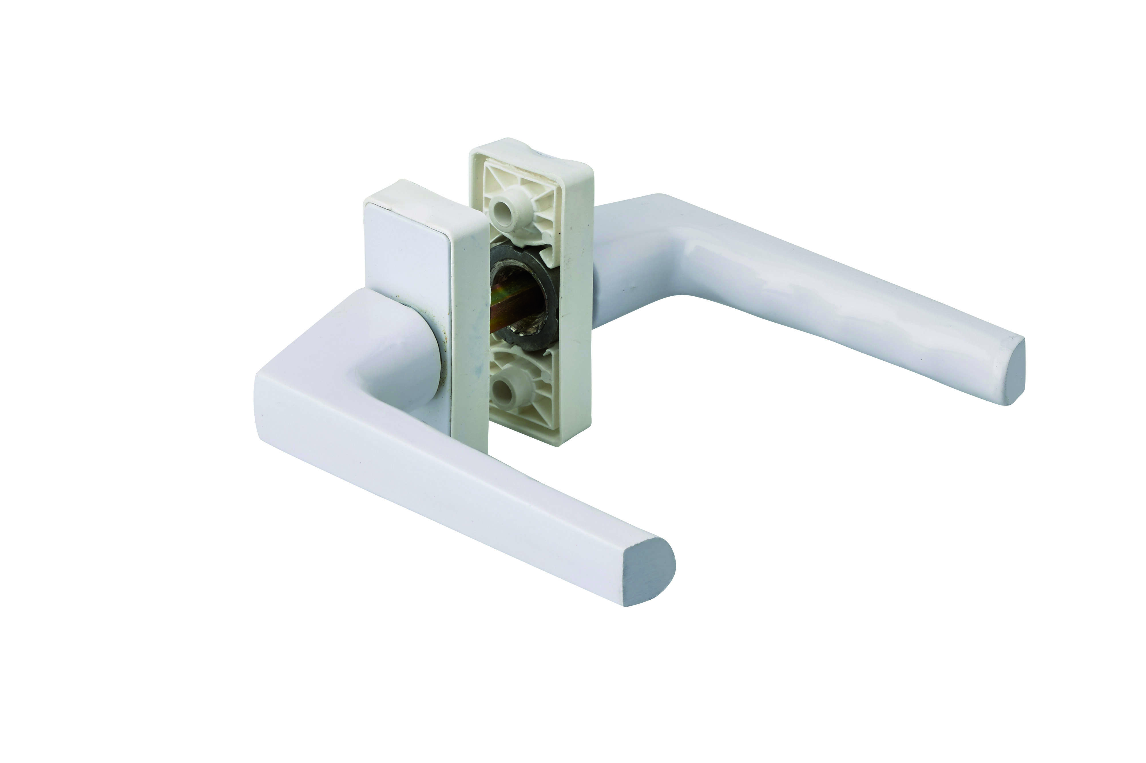 Paire de béquilles pour porte, carré 7mm avec fourreau 7 à 8mm fourni, laqué blanc - THIRARD