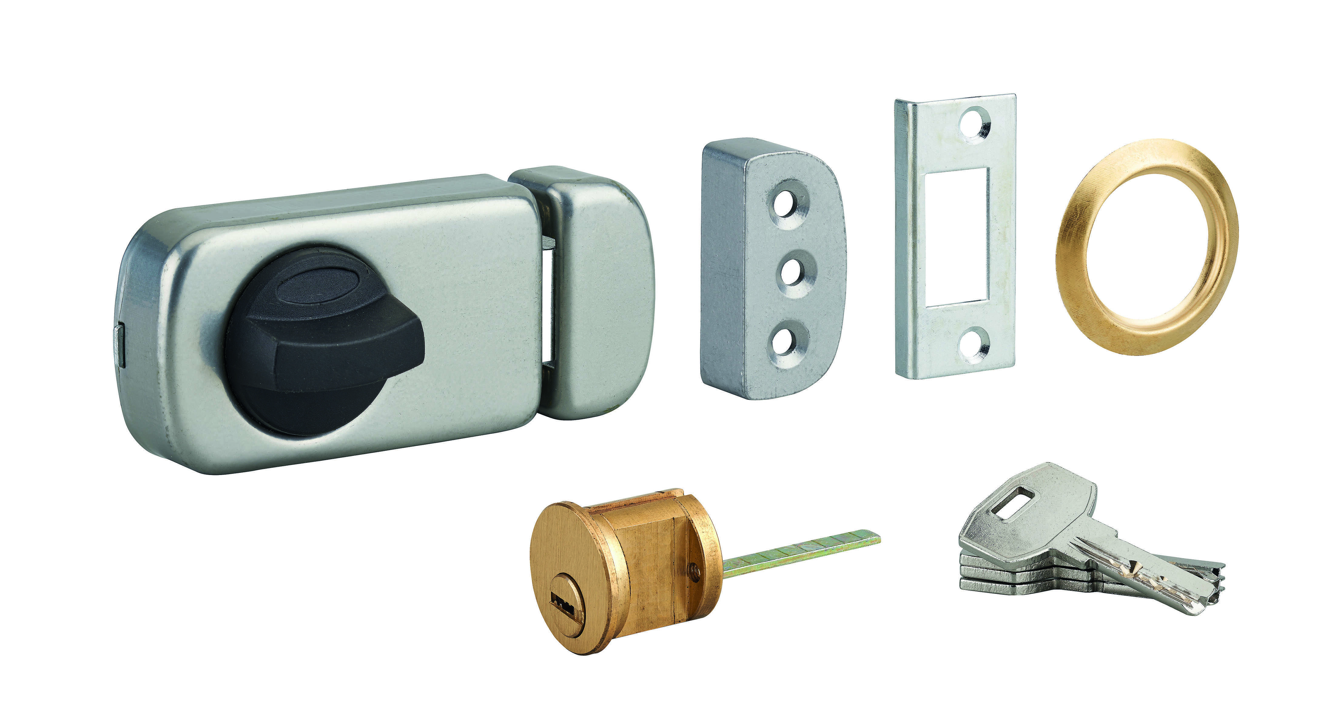 Verrou à capot pour porte d'entrée à recouvrement, 4 clés, gris - THIRARD