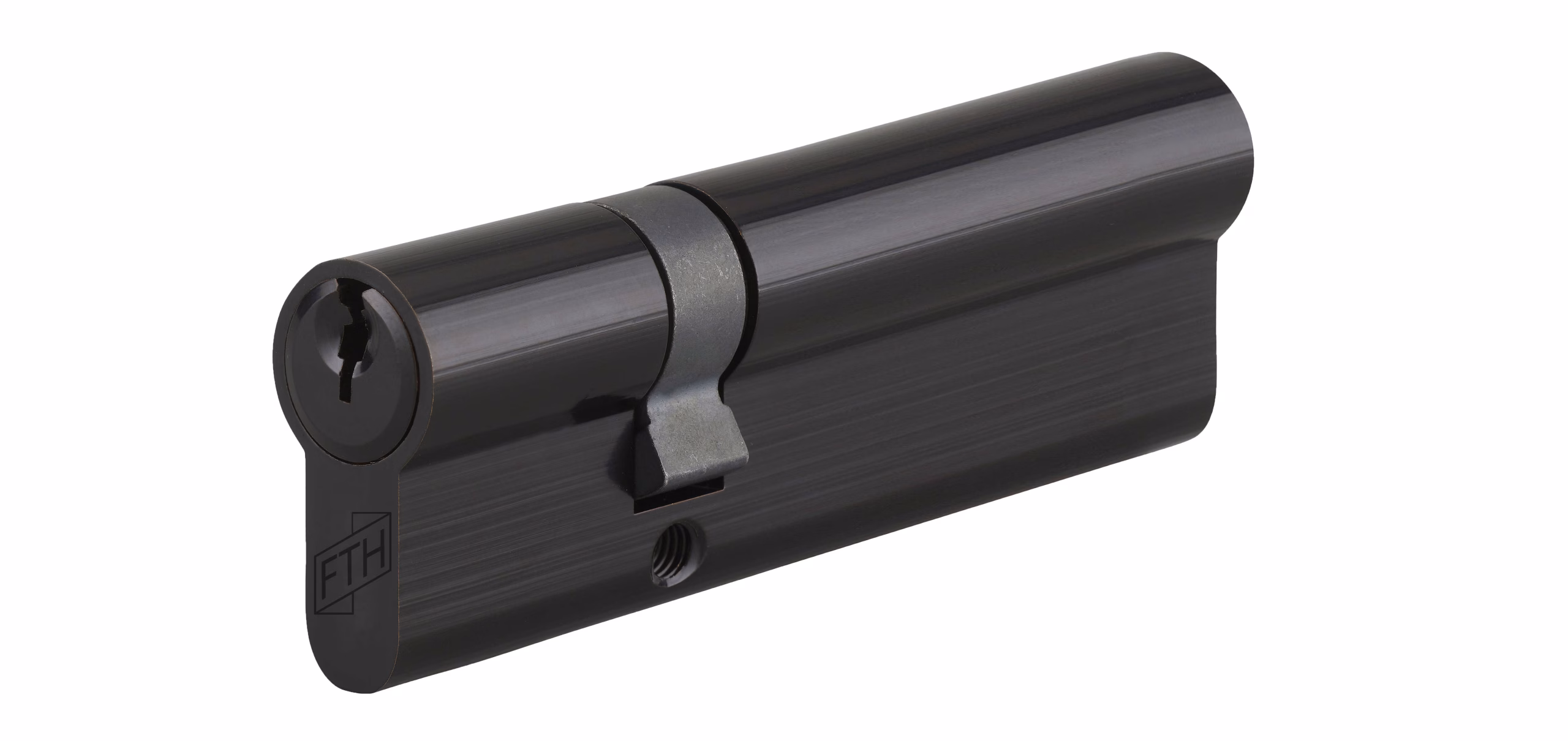 Cylindre de serrure double entrée FTH 5G, 30x65mm, cylindre et clés en laiton, noir mat, 3 clés crantées - FTH