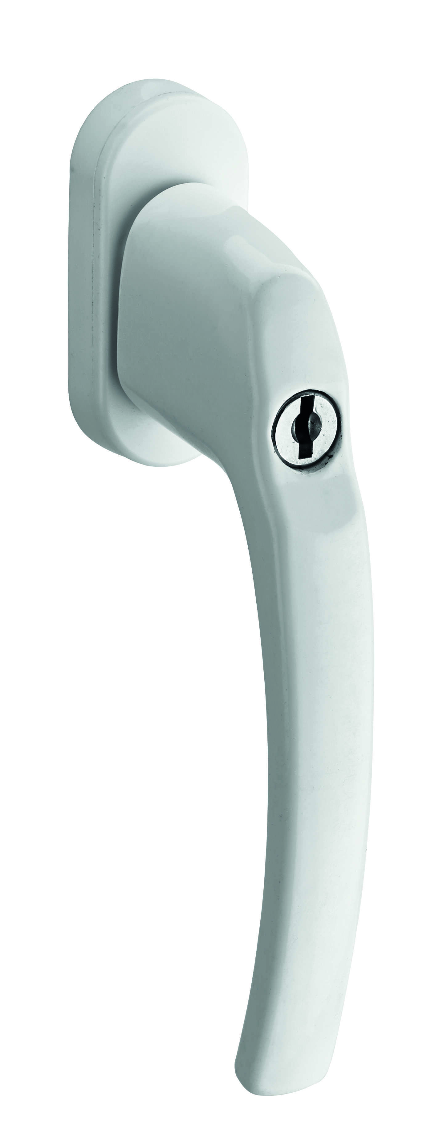 Béquille de crémone de fenêtre à clé, carré 7mm, blanc (ral 9010), 2 clés - THIRARD