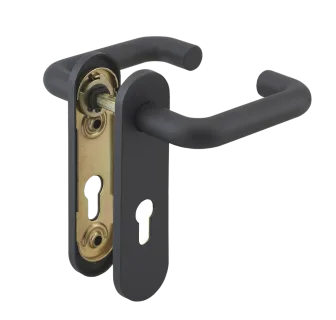 Ensemble de poignées pour serrure encastrable pour porte de chaufferie, industrie, carré 9mm, noir - THIRARD