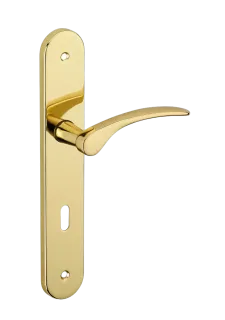 Ensemble de poignées pour porte de chambre Dionysos trou de clé, carré 7mm, entr'axes 195mm, laitonné - THIRARD