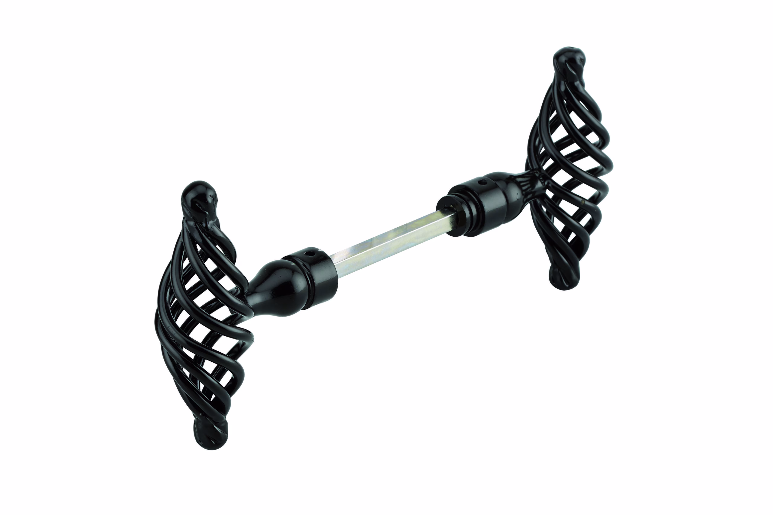 Paire de boutons torsadés T pour porte d'entrée, fer, carré 6mm, 1 portée, noir - THIRARD