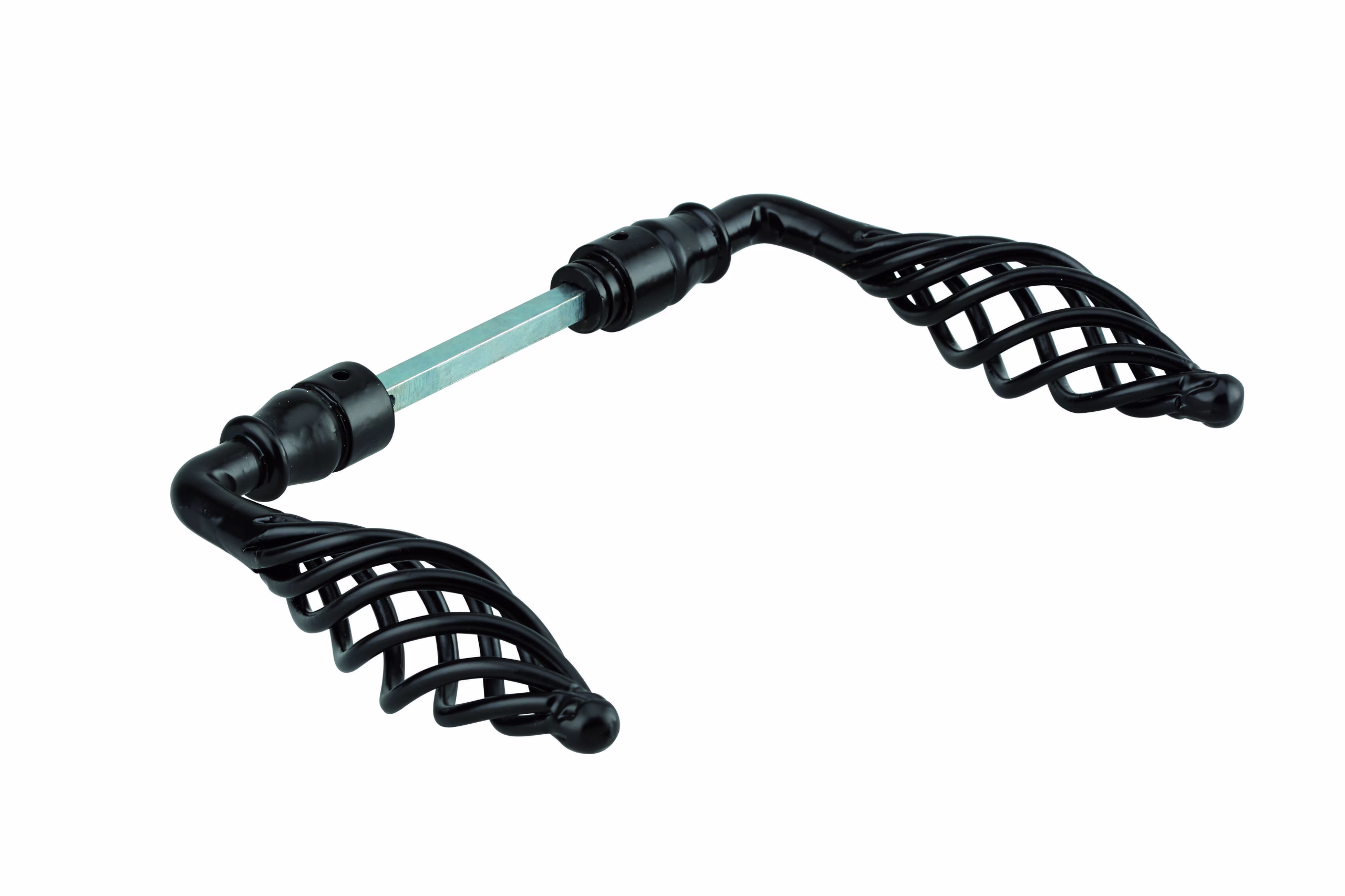 Paire de béquilles double fil torsadé pour porte, carré 6x100mm, 1 portée, noir - THIRARD