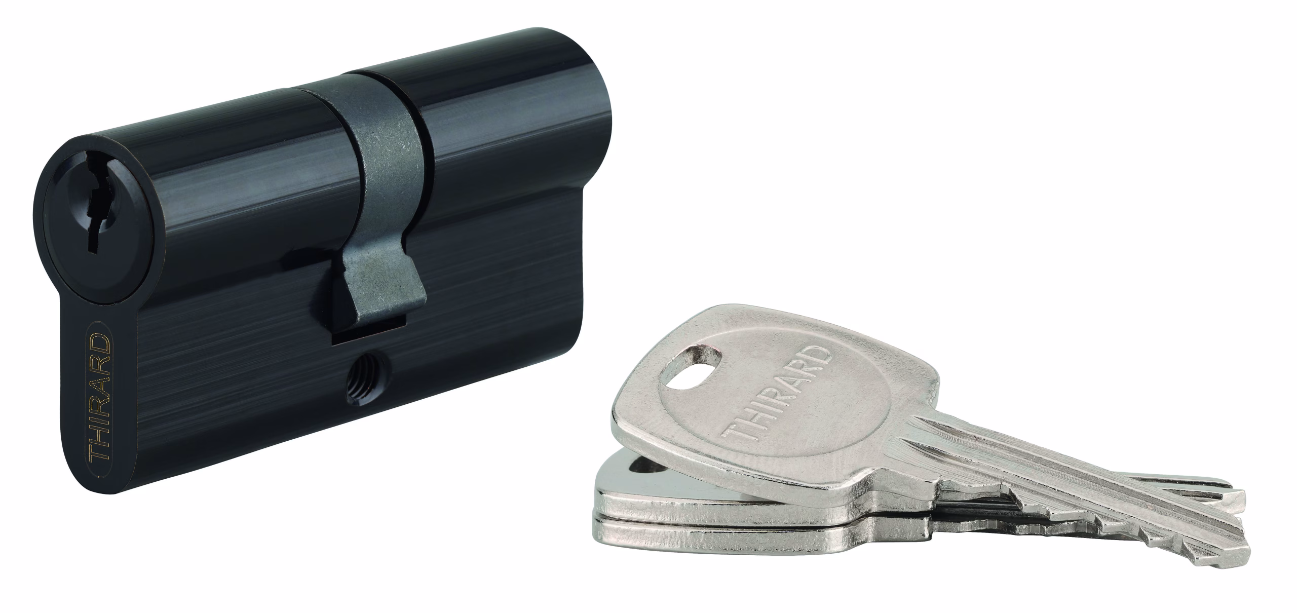 Cylindre STD double entrée, 30 x 30 mm anti-arrachement, noir, 3 clés - THIRARD