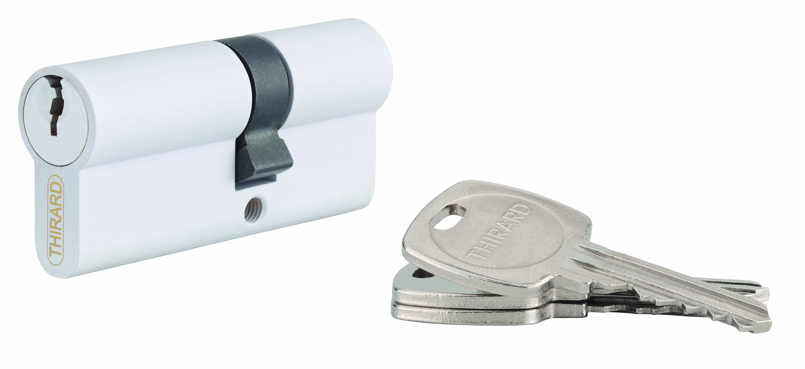 Cylindre STD double entrée, 30 x 40 mm anti-arrachement, blanc, 3 clés - THIRARD