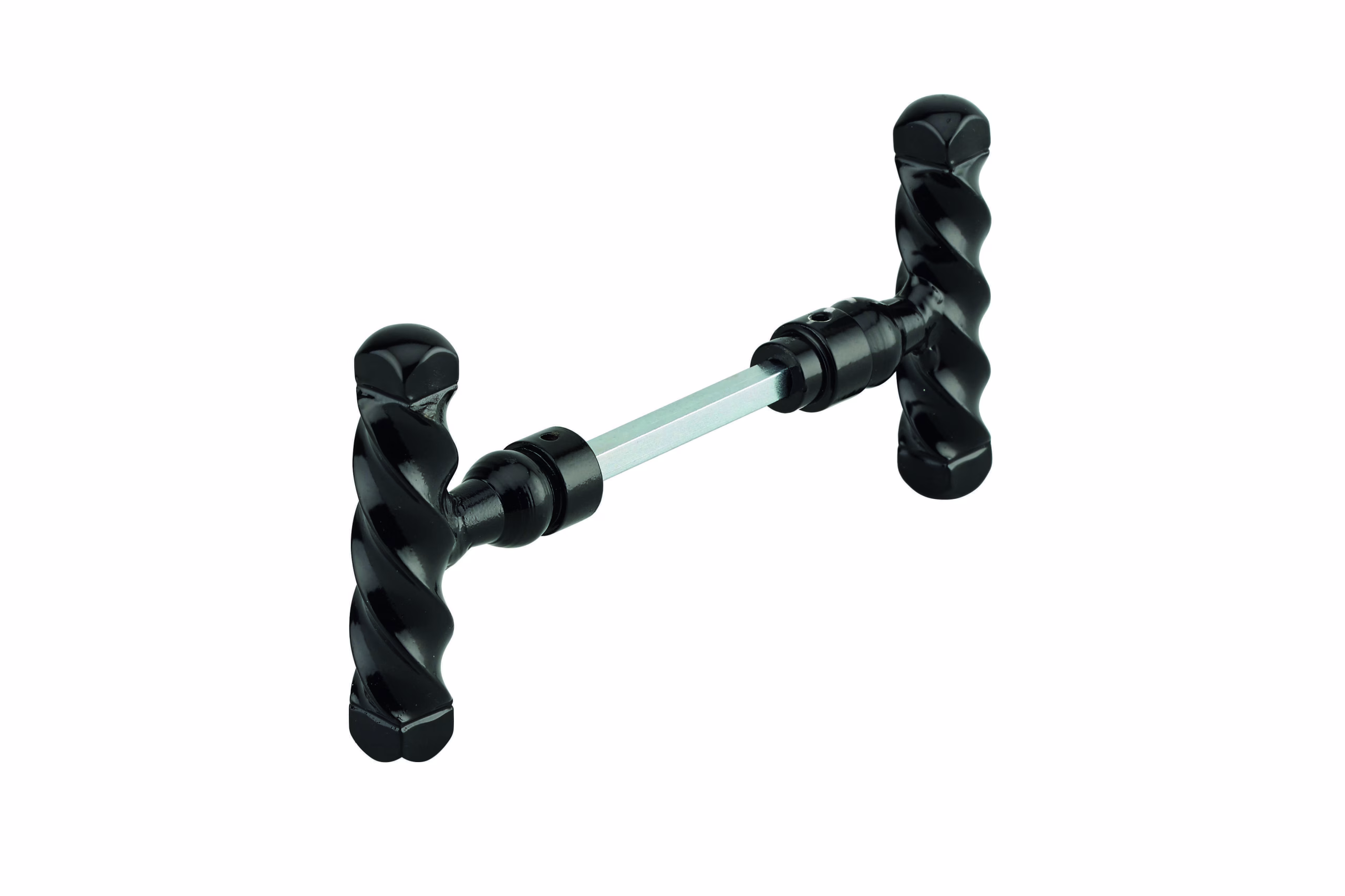 Paire de boutons torsadés pour porte, carré 6 mm, fourreau adaptateur 7mm, laqué noir, 1 portée - THIRARD