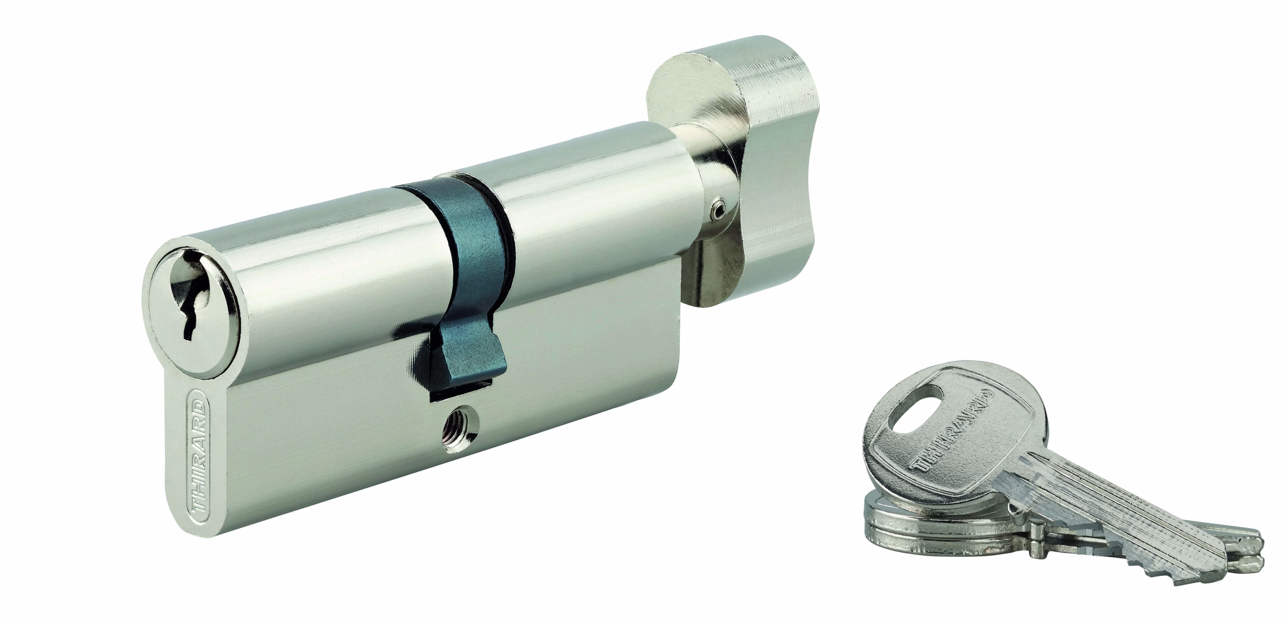 Cylindre de serrure à bouton HG5, anti-arrachement, 30Bx40mm, nickelé, 3 clés - THIRARD