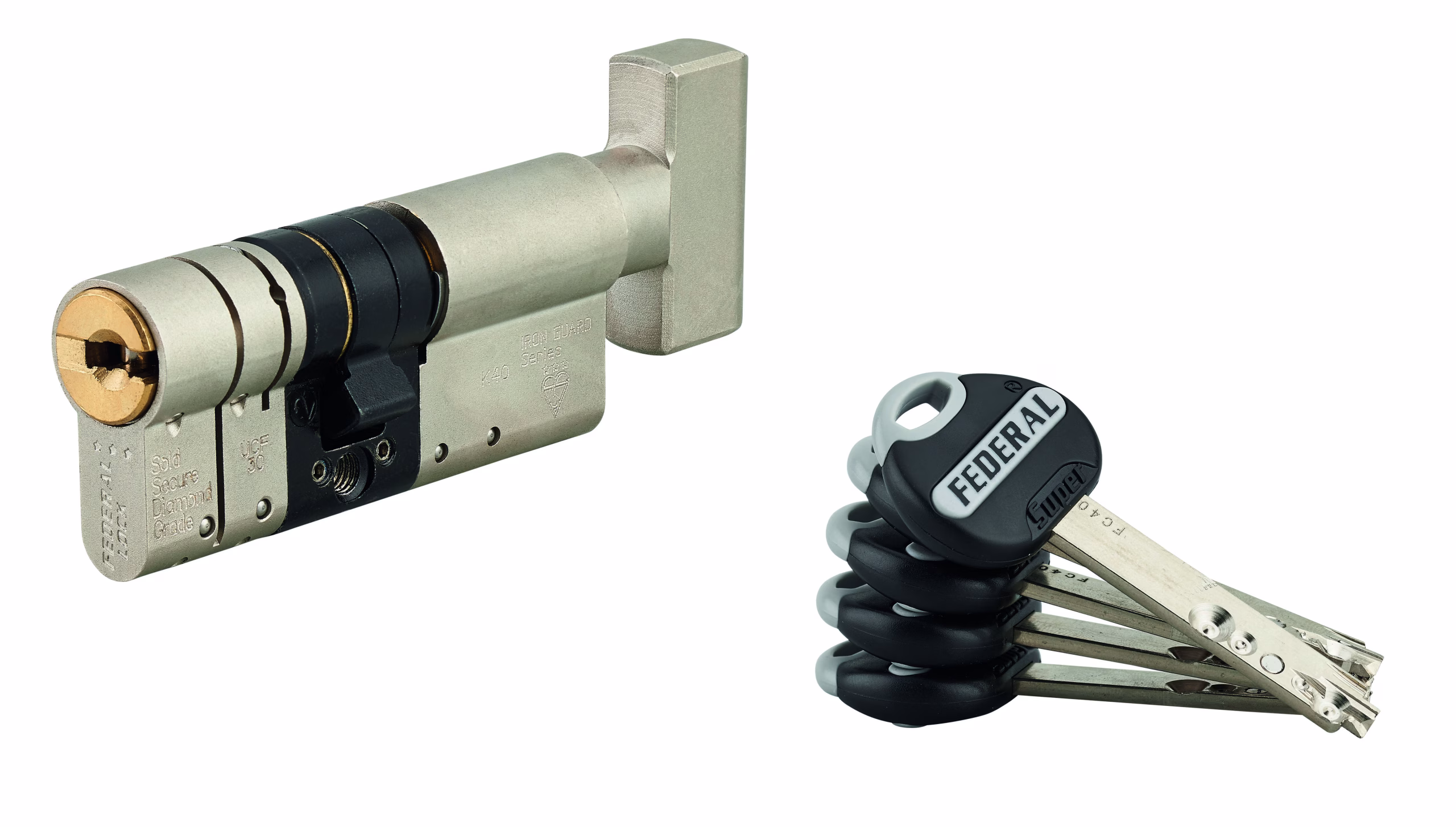 Cylindre européen Federal 2 - 40BX30mm avec bouton nickelé, anti-arrachement, anti-perforation, 5 clés réversibles - THIRARD