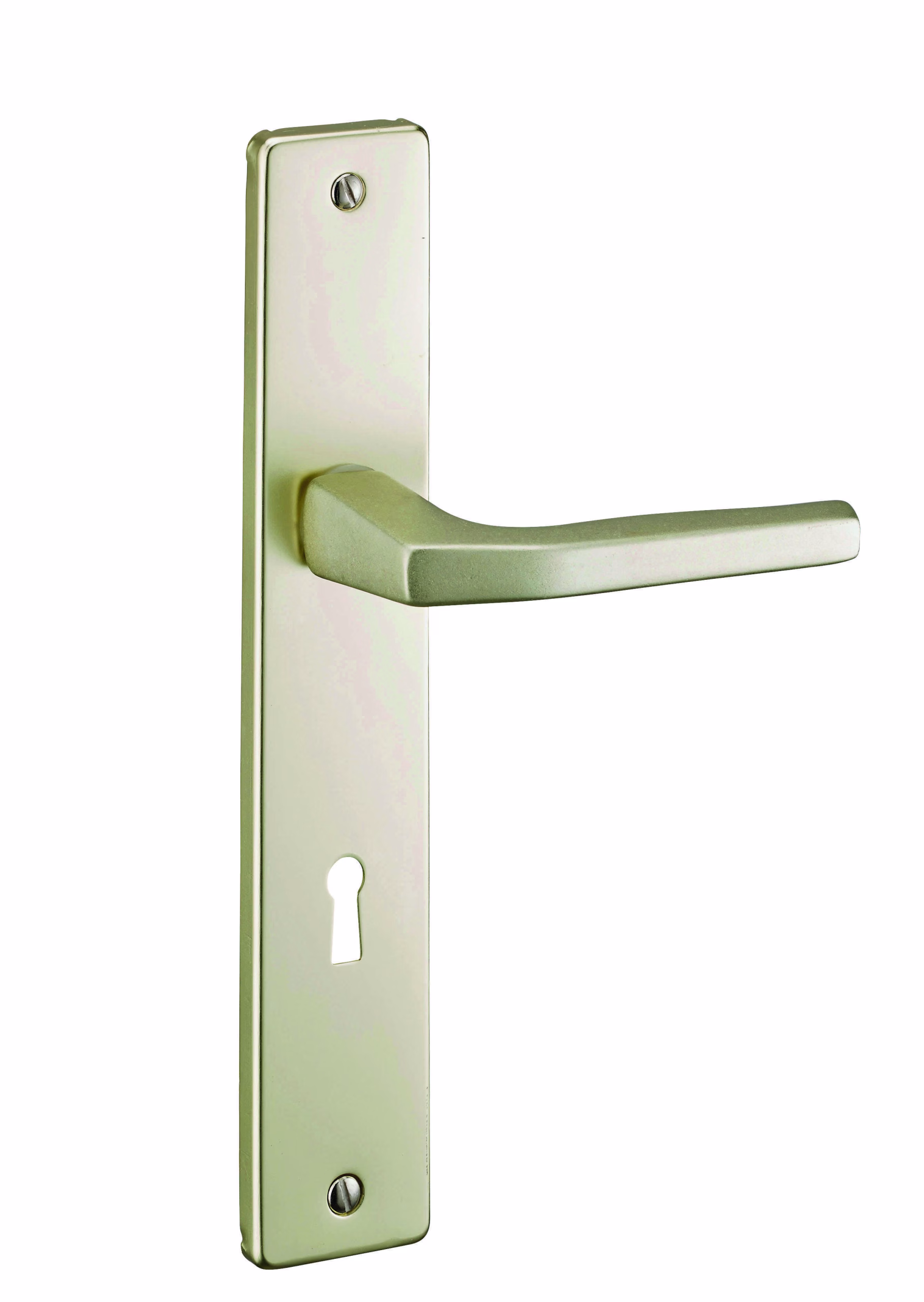 Ensemble de poignées pour porte intérieure Picardie trou de clé, carré 7mm, entr'axes 195mm, couleur champagne - THIRARD