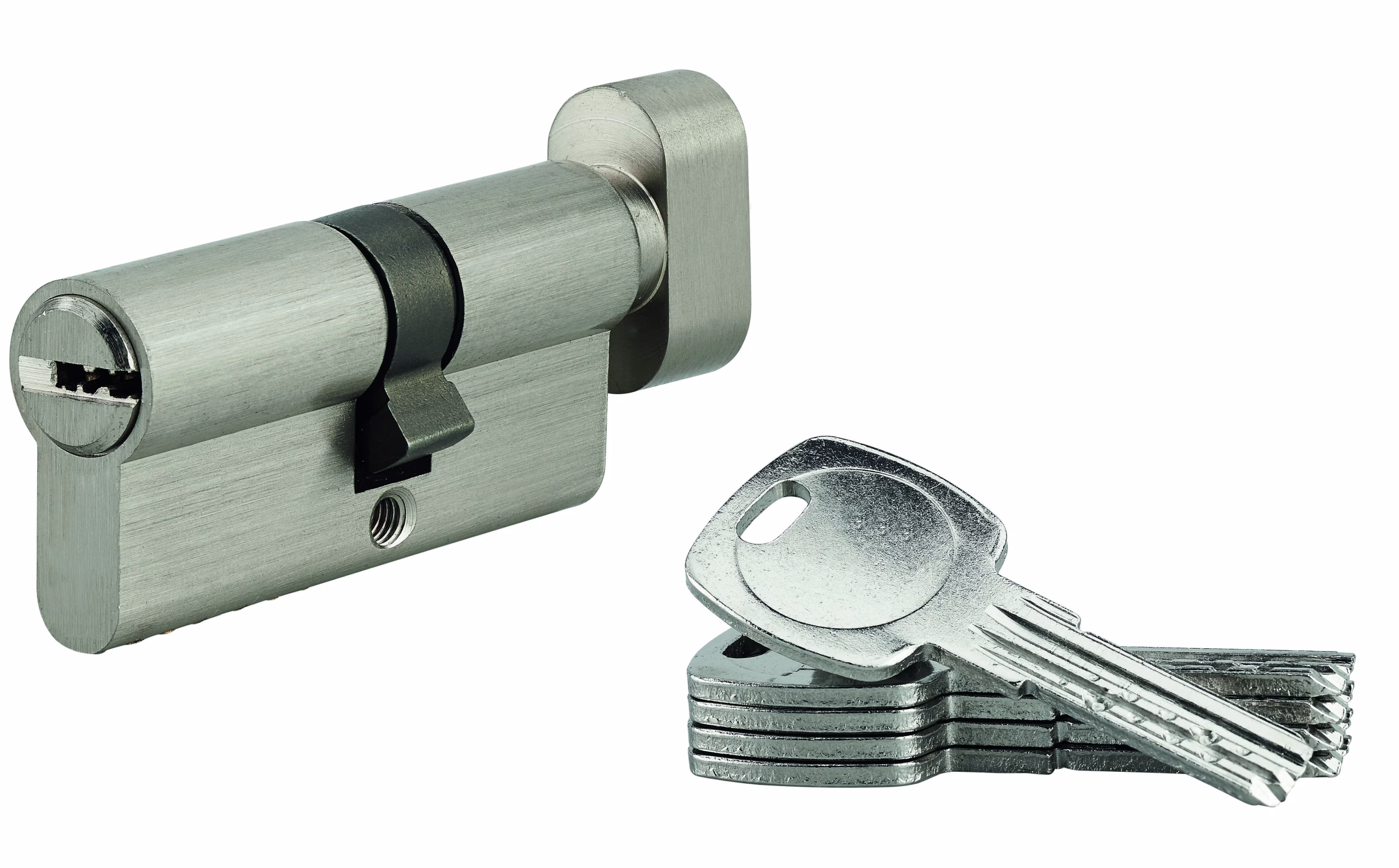 Cylindre de serrure à bouton, 30Bx40mm, nickel, 5 clés réversibles - SP