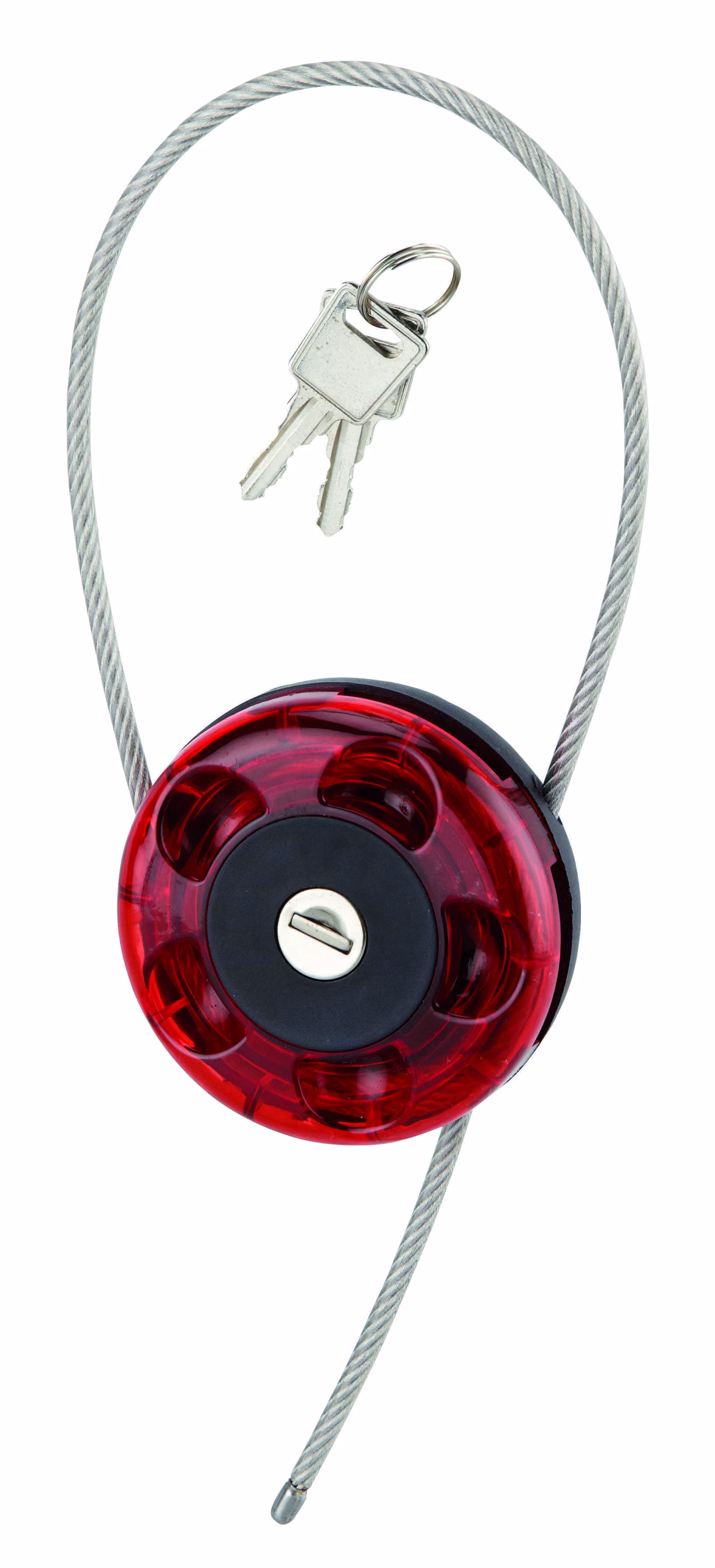 Cadenas à clé, intérieur, câble enrouleur, intérieur, inox, gainé PVC, Ø0.75m, 2 clés - SP