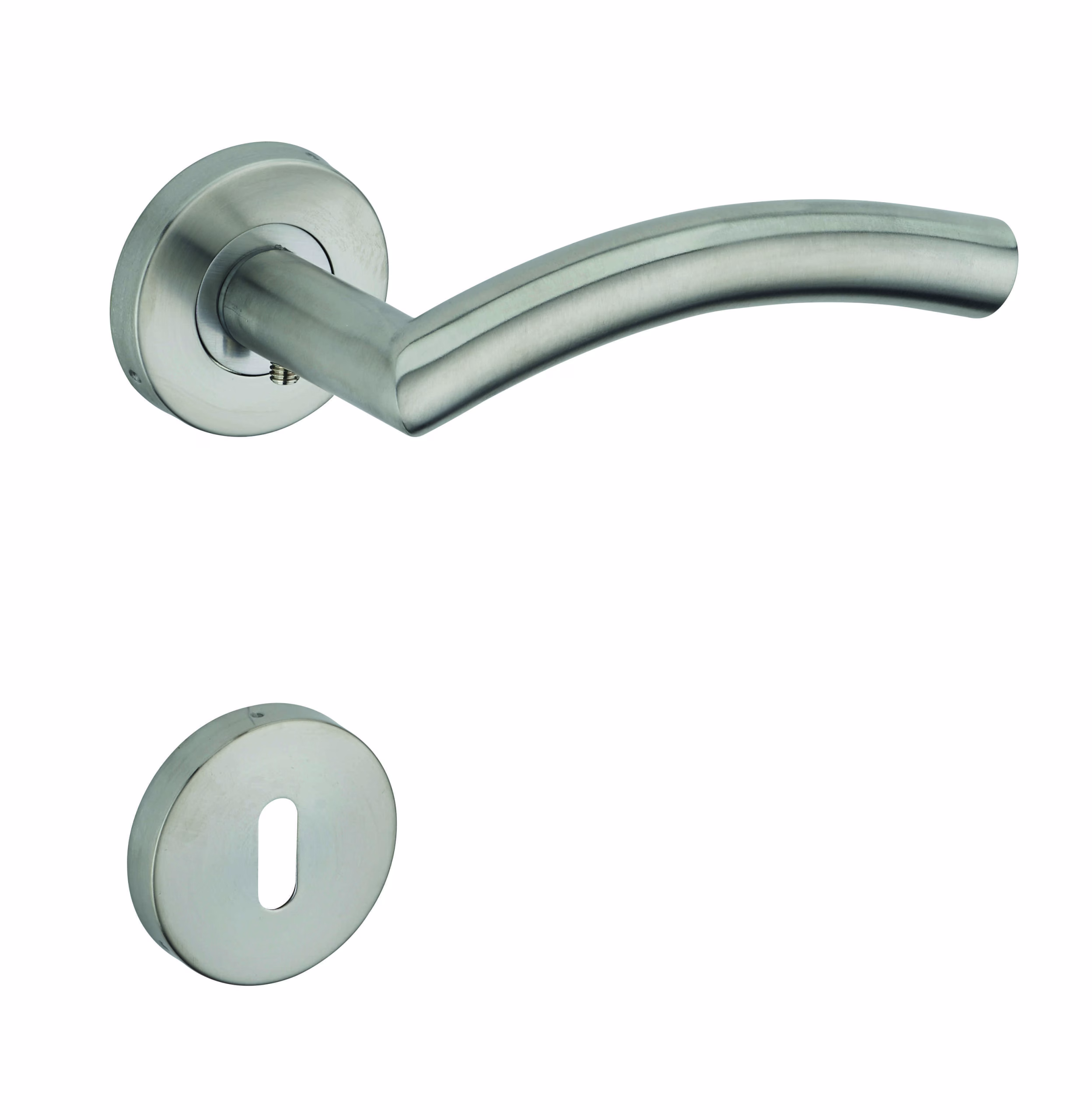 Paire de béquilles avec rosaces pour porte d'entrée, carré 7mm, inox - SP