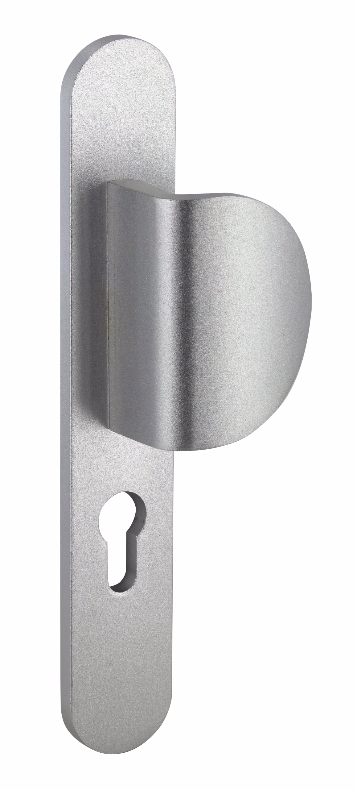 Ensemble de poignées pour porte d'entrée palière Crecy trou de cylindre, carré 7mm, entr'axes 195mm, anodisé argent - THIRARD