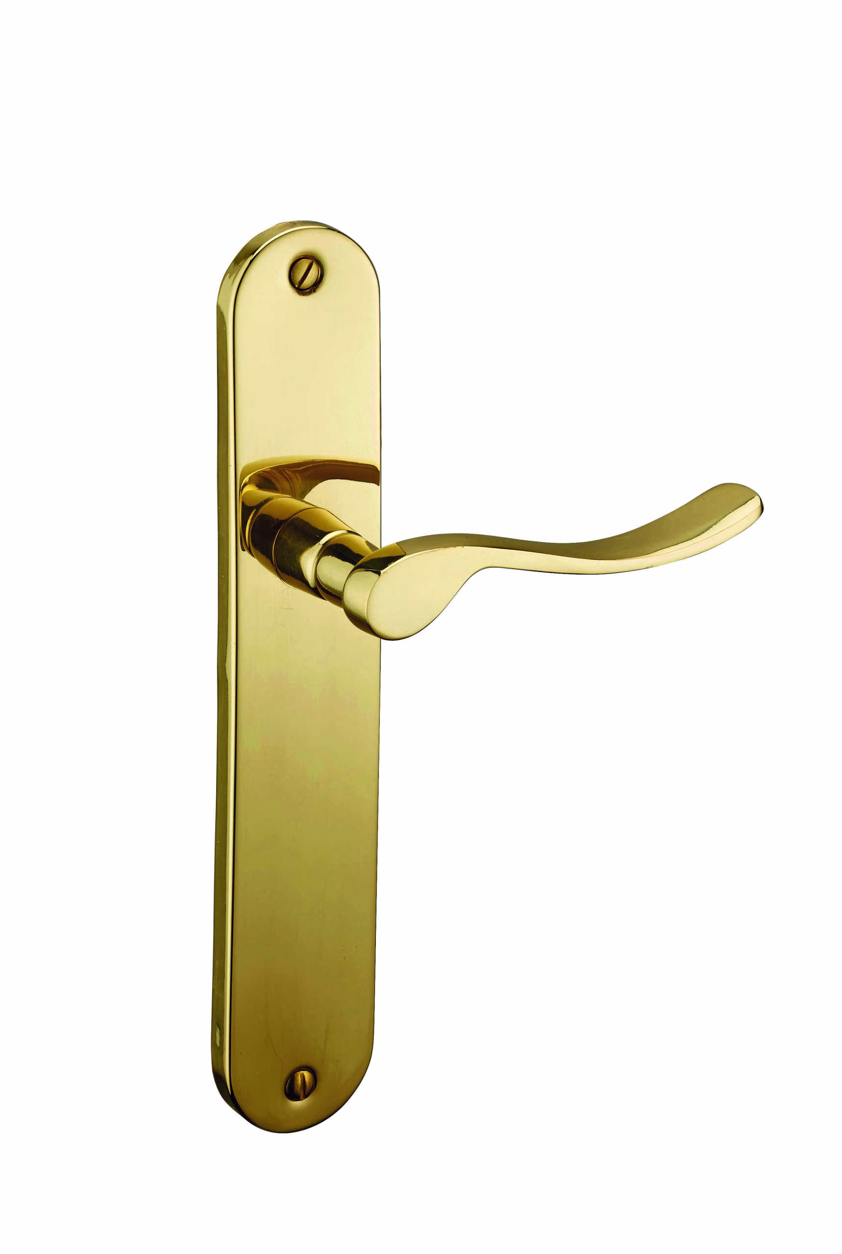Ensemble de poignées pour porte intérieure Marianne sans trou, carré 7mm, entr'axes 195mm, laiton poli - THIRARD