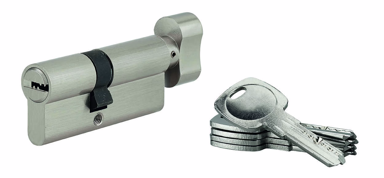 Cylindre de serrure à  bouton Tiger 6, 40Bx30mm, nickel, anti-arrachement, anti-perçage, 5 clés - SP