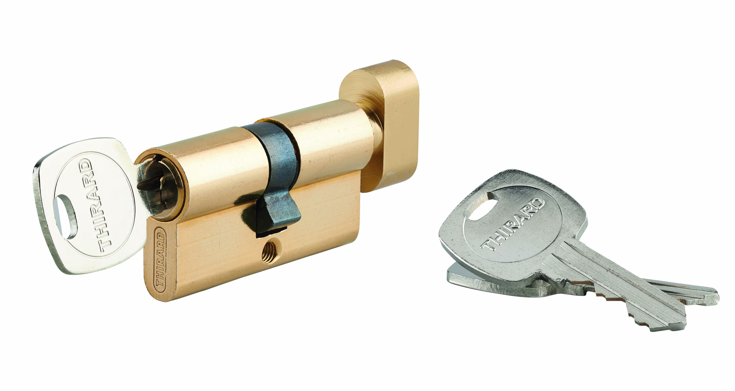 Cylindre de serrure à bouton 5G STD urgence, 30Bx30mm, laiton, 3 clés - THIRARD
