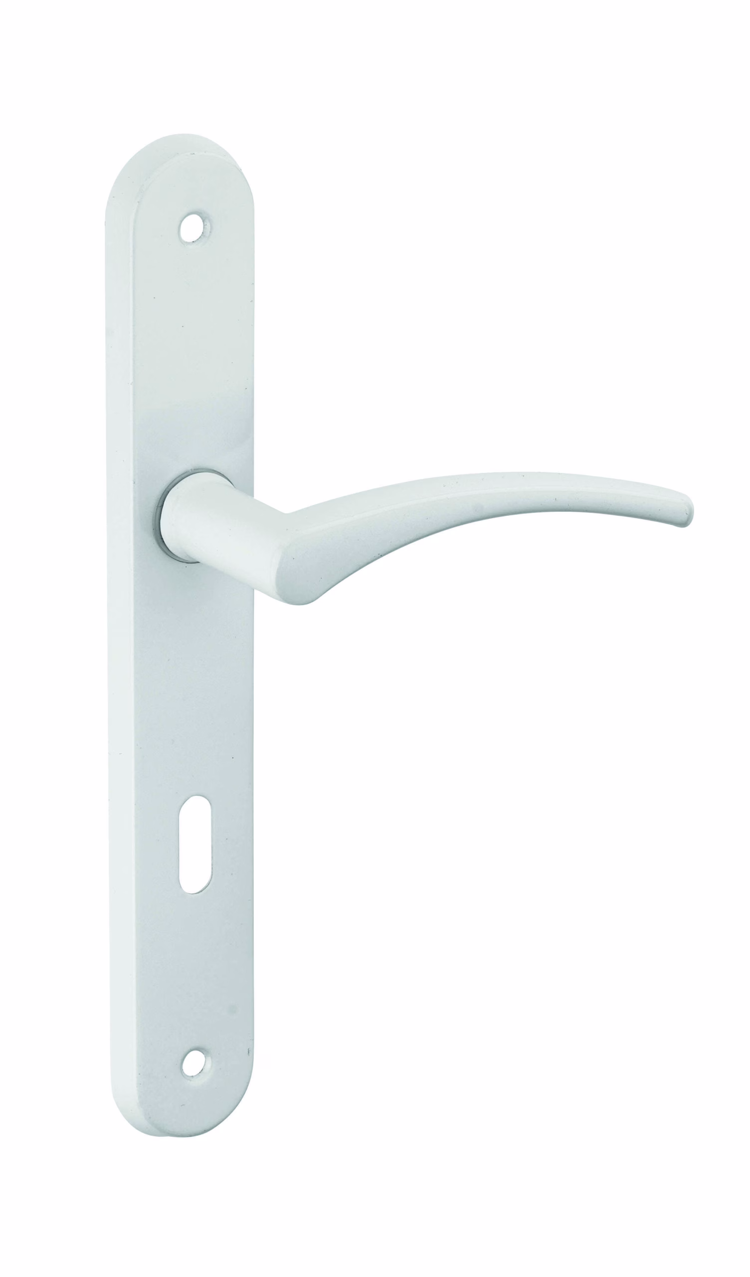 Ensemble de poignées pour porte intérieure Hebe trou de clé, carré 7mm, entr'axes 195mm, laqué blanc - THIRARD