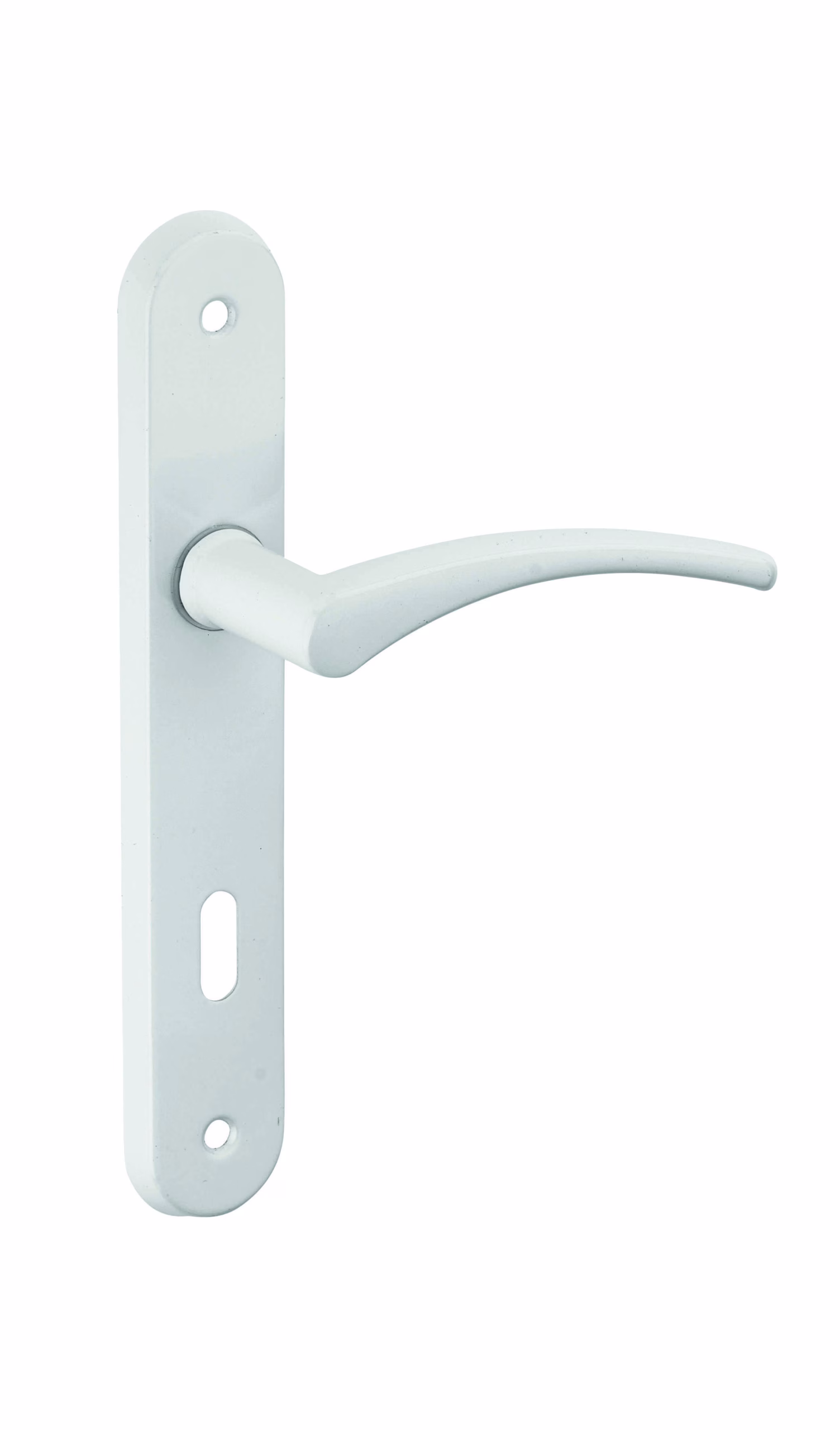 Ensemble de poignées pour porte intérieure Hebe trou de clé, carré 7mm, entr'axes 165mm, laqué blanc - THIRARD