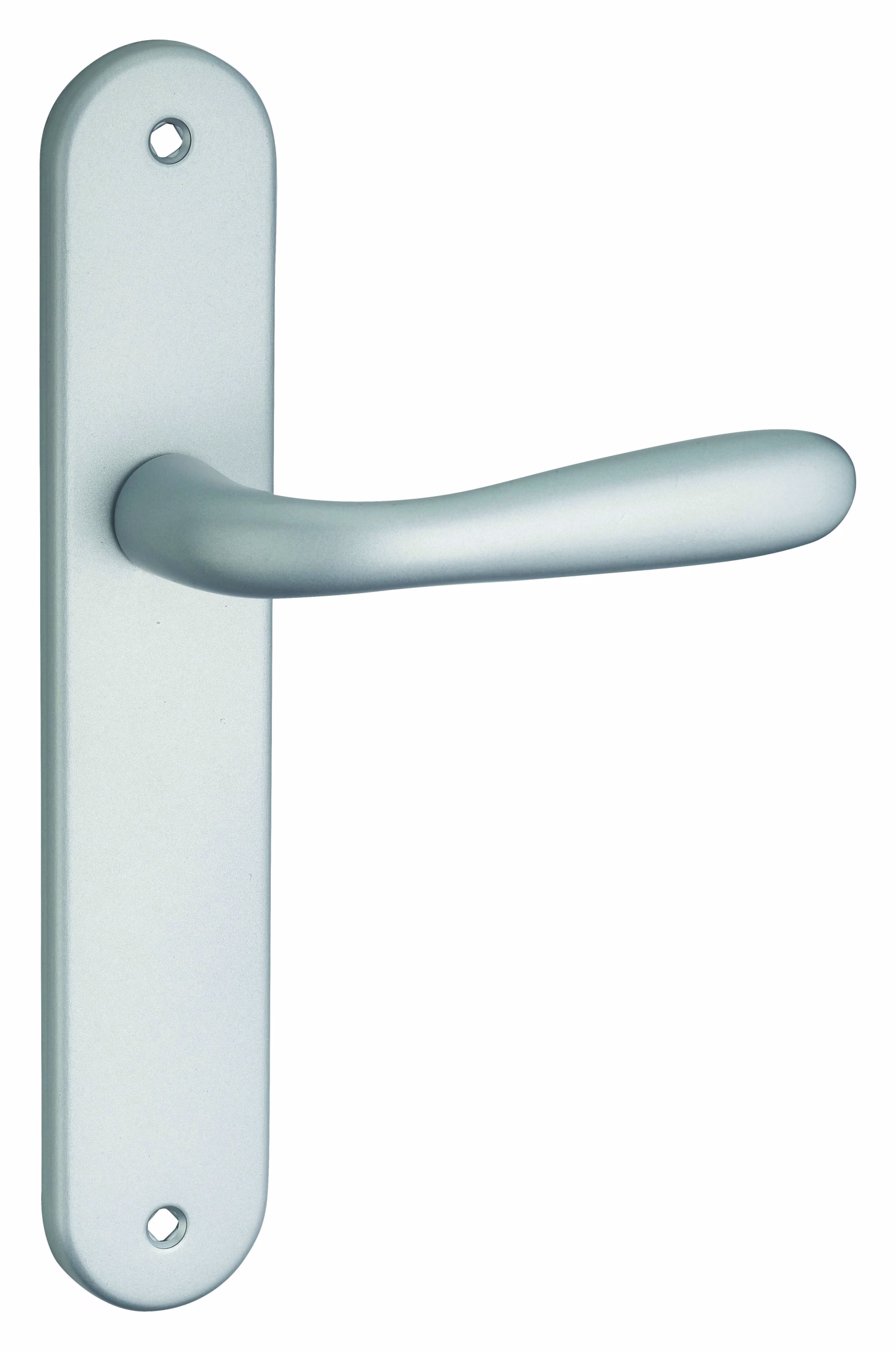 Ensemble de poignées pour porte intérieure Goccia sans trou, carré 7mm, entr'axes 195mm, chromé satin - THIRARD