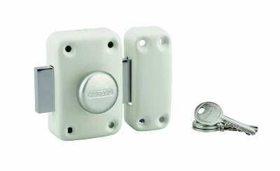 VERROU APACHE À BOUTON ET CYLINDRE Ø23X50MM BLANC 3 CLÉS