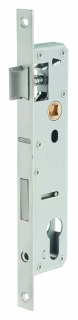 Serrure de porte d'entrée encastrée, 25 x 92 mm, pour cylindre profil européen, sans plaque de renfort, zinguée - adaptée pour porte en PVC, THIRARD