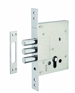 Boîtier serrure axe 60mm à cylindre 3 pênes dormants seuls