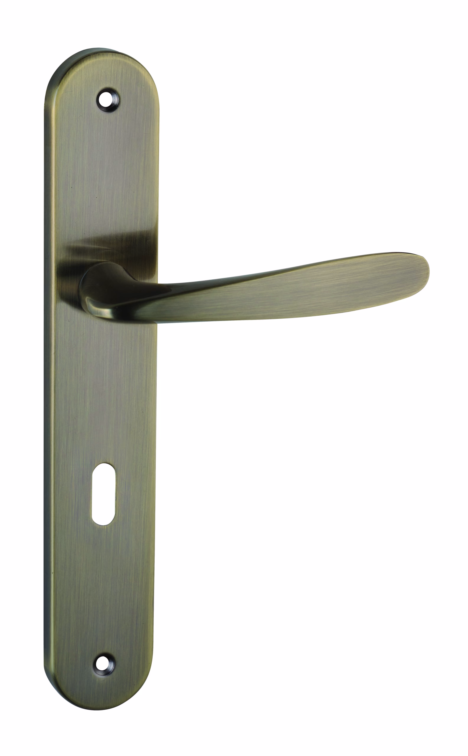 Poignées avec béquille pour portes MANOLE E215 avec trou pour clé, bronze antique, THIRARD