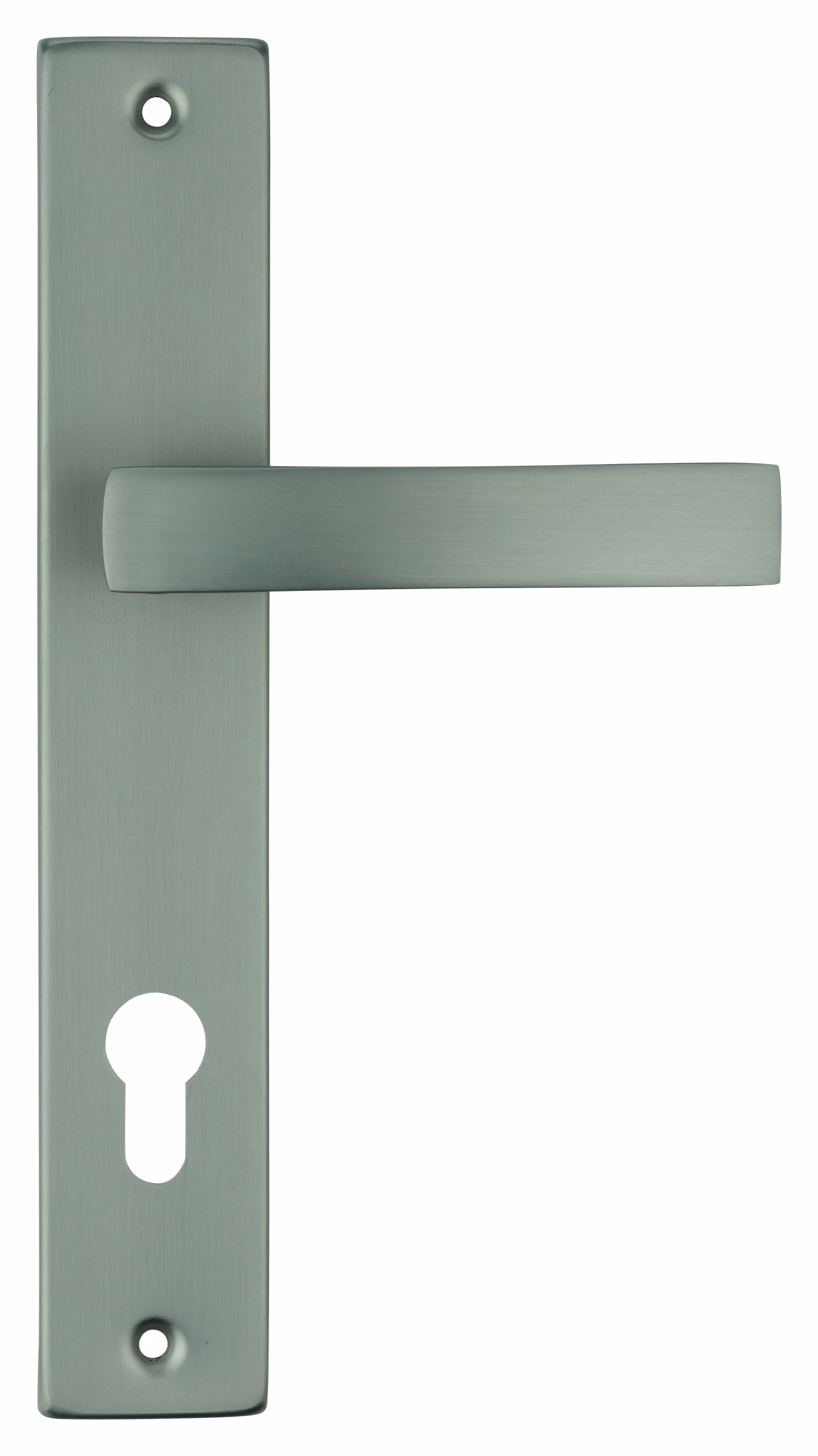 Poignées avec béquille pour portes HEMERA E215 avec profil de cylindre, nickel satiné, THIRARD