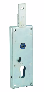 Serrure pour porte basculante 1 point en haut, à cylindre européen, pour garage, 60x160mm, carré 7mm, zingué - THIRARD